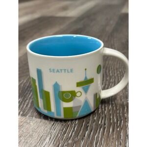 Starbucks You Are Here Collection Seattle Mug 14oz Blue Green Skyline 2017